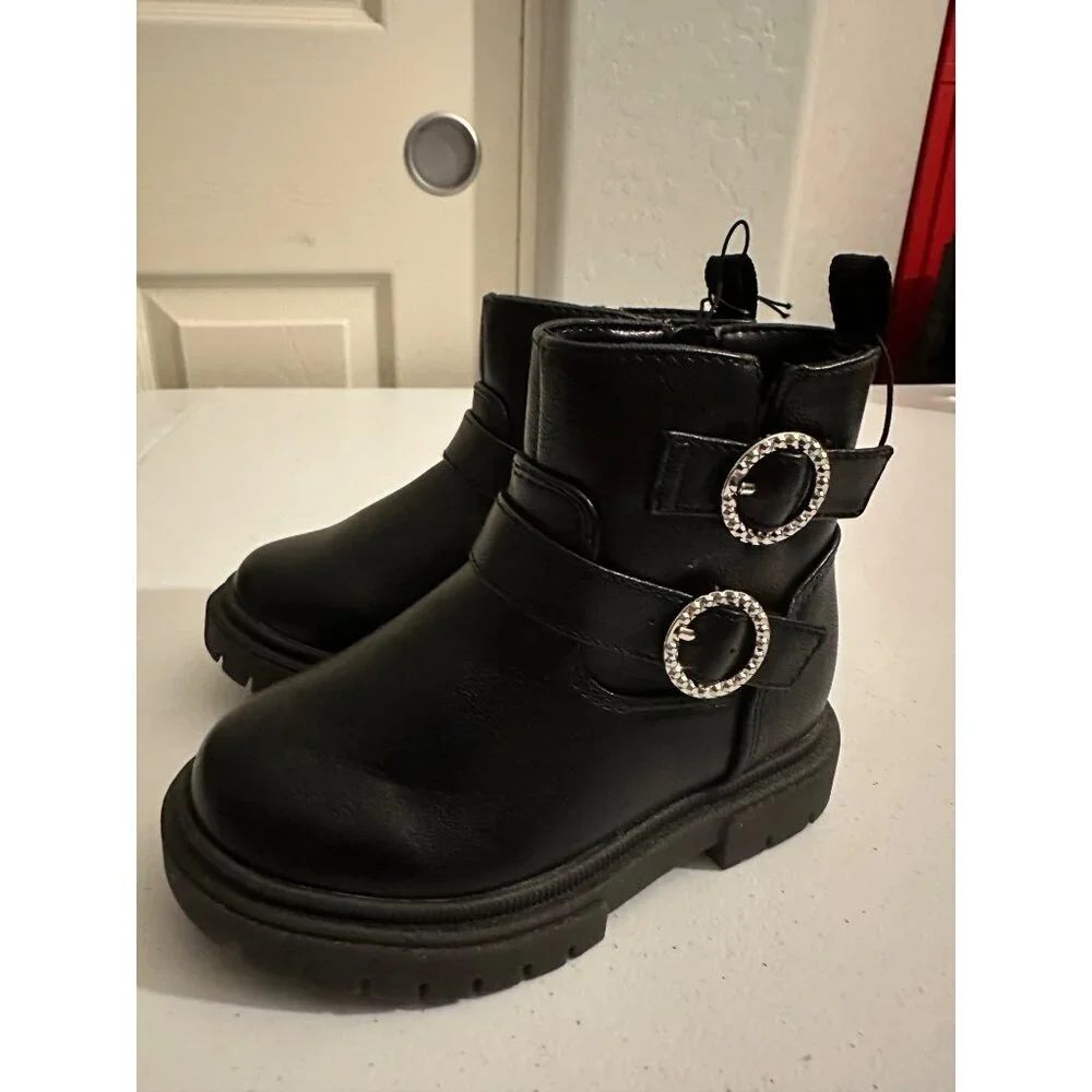 Cat & Jack Toddler Girls Evie Lug Sole Ankle Boots size 7T NWT